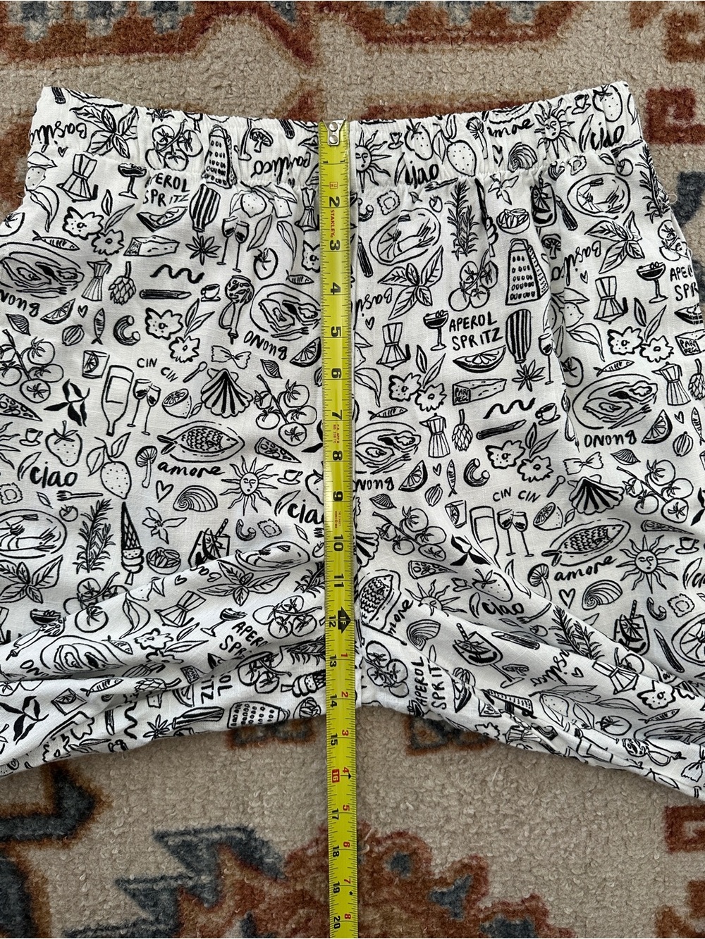 Sincerely Jules White Aperol Spritz Print Linen Blend Wide Leg Pants Medium - Picture 8 of 10